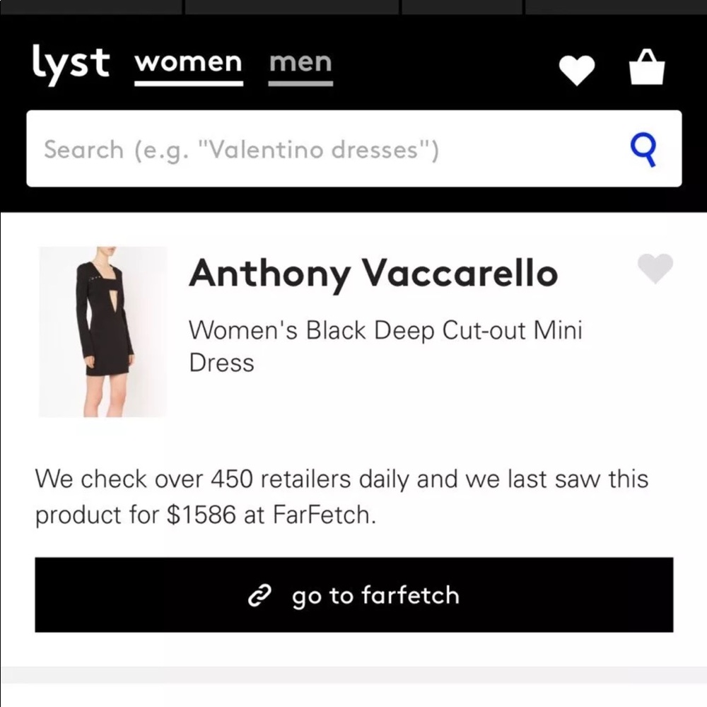 $1885 Anthony Vaccarello Black Deep V Cut Dress 2 - Picture 5 of 7